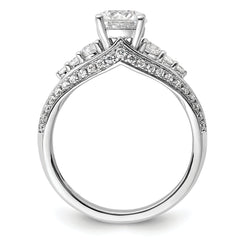 14k White Gold 1/2 carat Lab Grown Diamond VS/SI+ G+ 1 carat Center Round Semi Mount Channel Set Shared Prong Engagement Ring