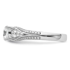 14k White Gold 1/2 carat Lab Grown Diamond VS/SI+ G+ 1 carat Center Round Semi Mount Channel Set Shared Prong Engagement Ring