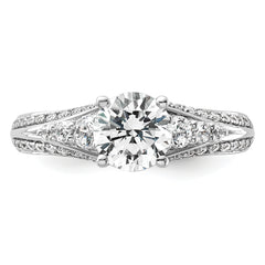 14k White Gold 1/2 carat Lab Grown Diamond VS/SI+ G+ 1 carat Center Round Semi Mount Channel Set Shared Prong Engagement Ring