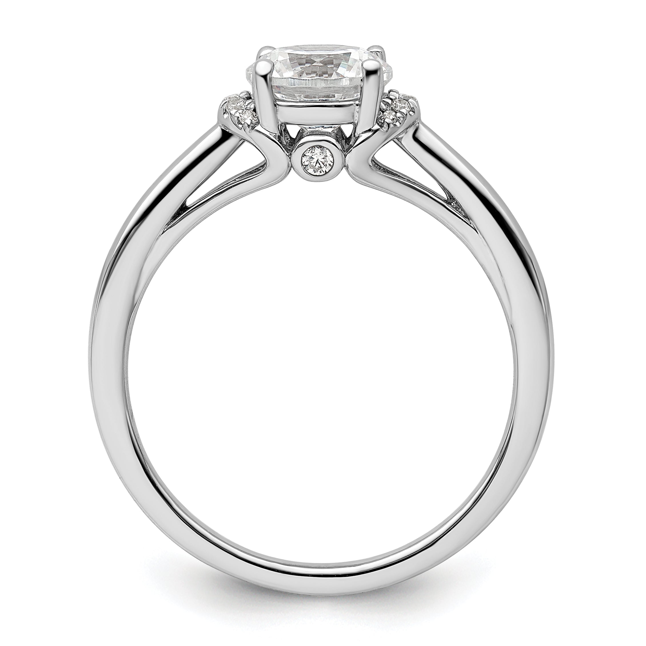 14k White Gold 1/20 carat Lab Grown Diamond VS/SI+ G+ 1 carat center Round Semi Mount Solitaire Engagement Ring Secondary image