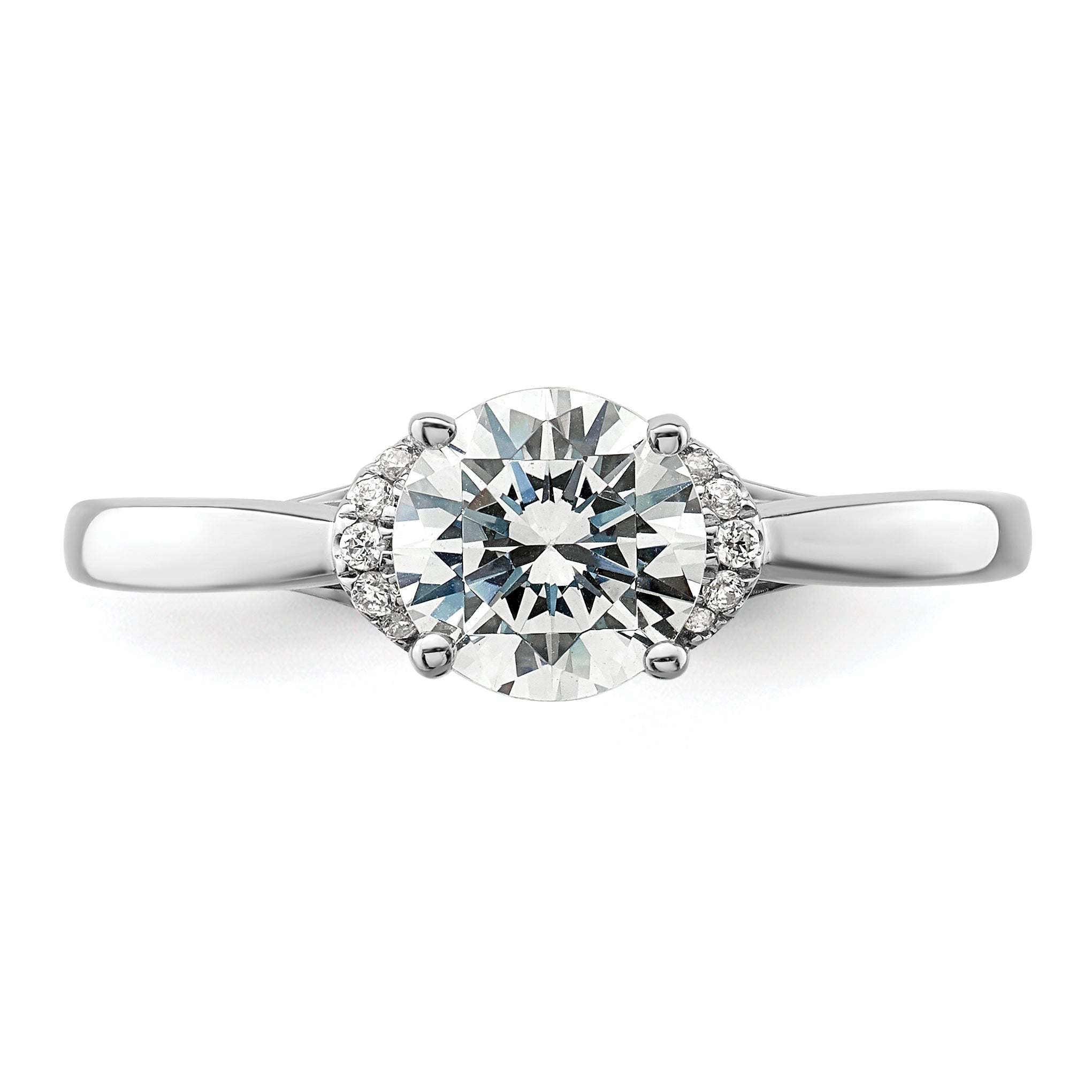 14k White Gold 1/20 carat Lab Grown Diamond VS/SI+ G+ 1 carat center Round Semi Mount Solitaire Engagement Ring