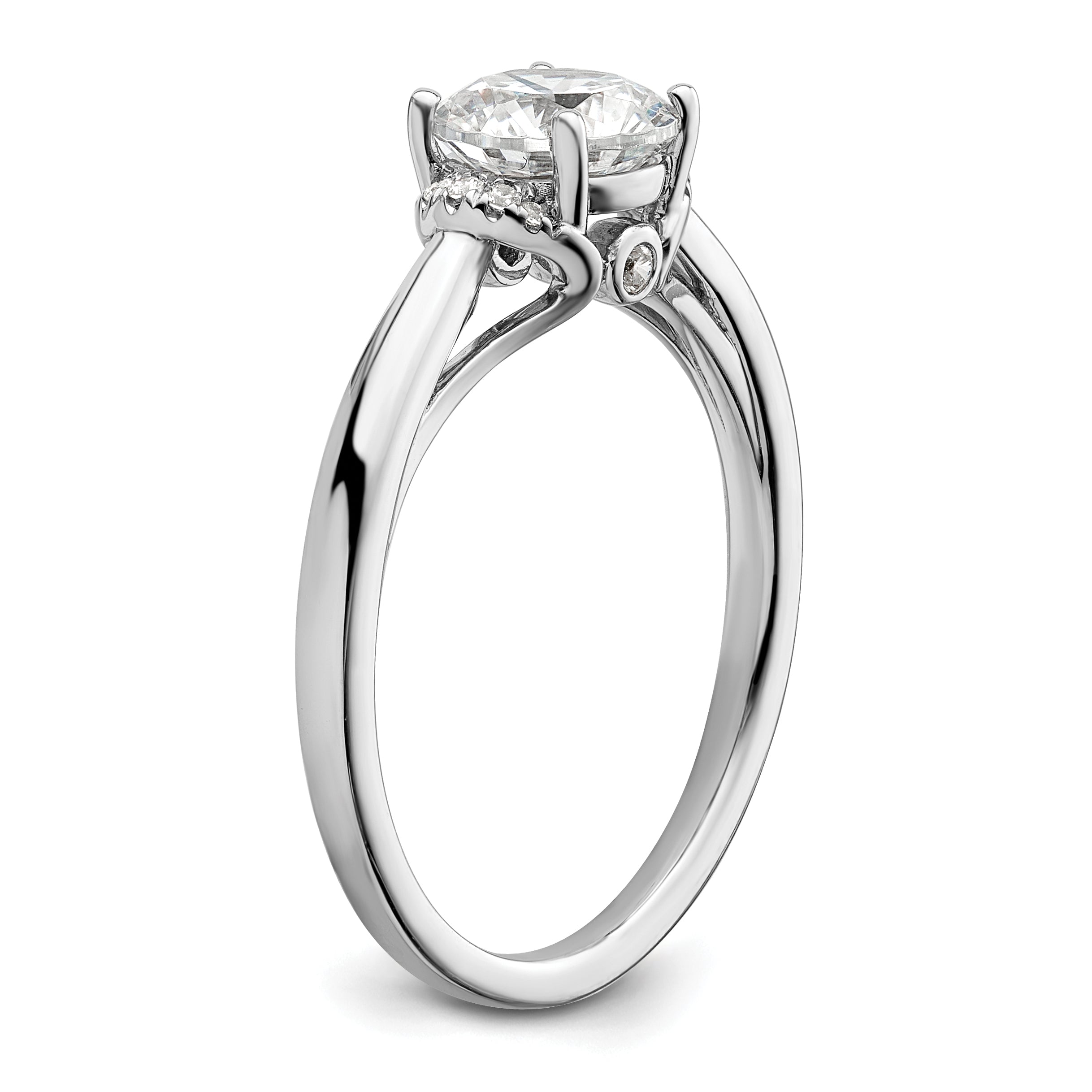 14k White Gold 1/20 carat Lab Grown Diamond VS/SI+ G+ 1 carat center Round Semi Mount Solitaire Engagement Ring