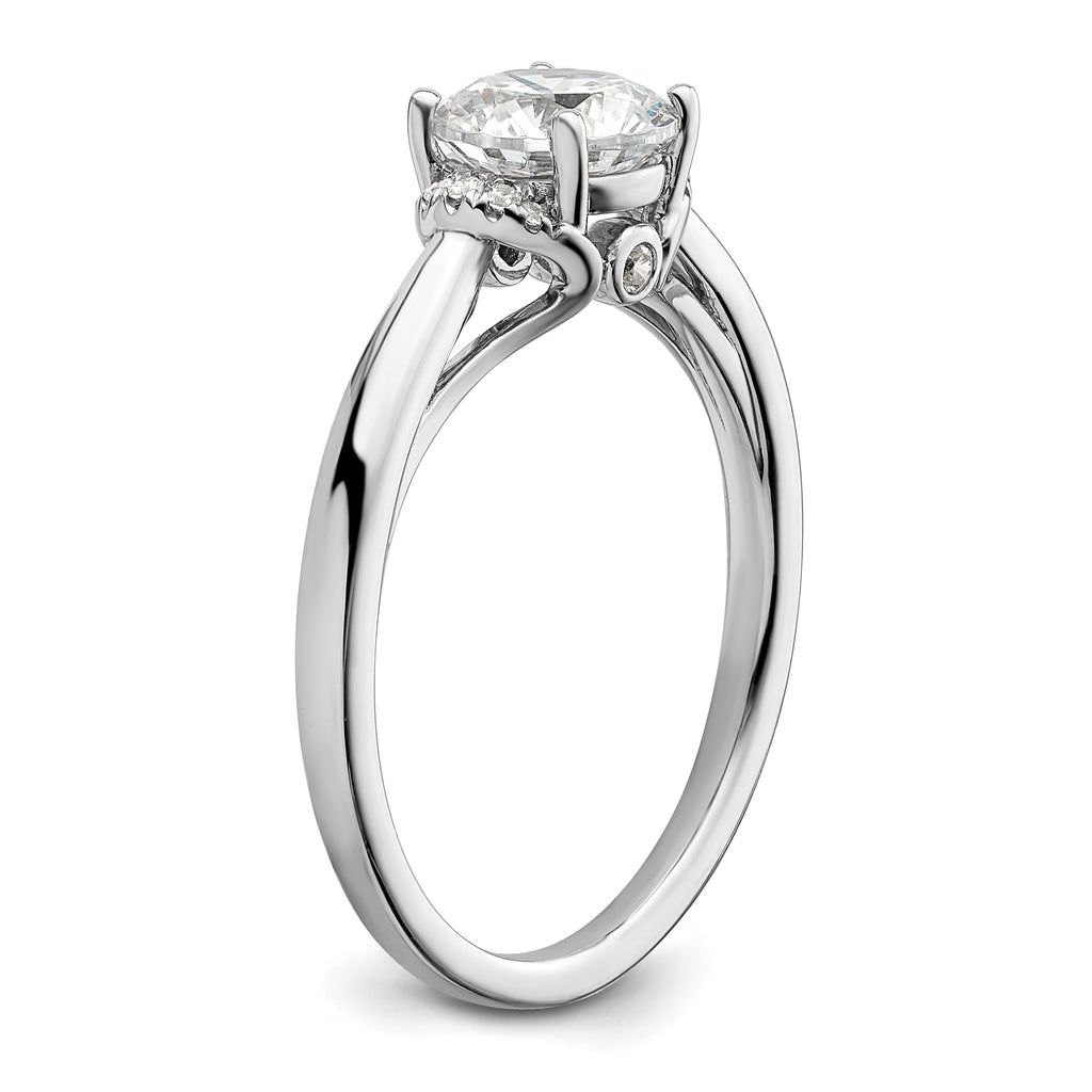 14k White Gold 1/20 carat Lab Grown Diamond VS/SI+ G+ 1 carat center Round Semi Mount Solitaire Engagement Ring