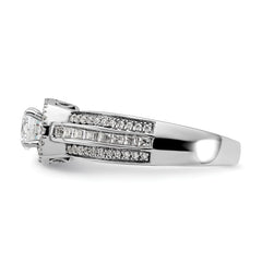 14k White Gold 5/8 carat Lab Grown Diamond VS/SI+ G+ 1/2 carat Center Round Semi Mount Halo Engagement Ring