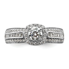 14k White Gold 5/8 carat Lab Grown Diamond VS/SI+ G+ 1/2 carat Center Round Semi Mount Halo Engagement Ring