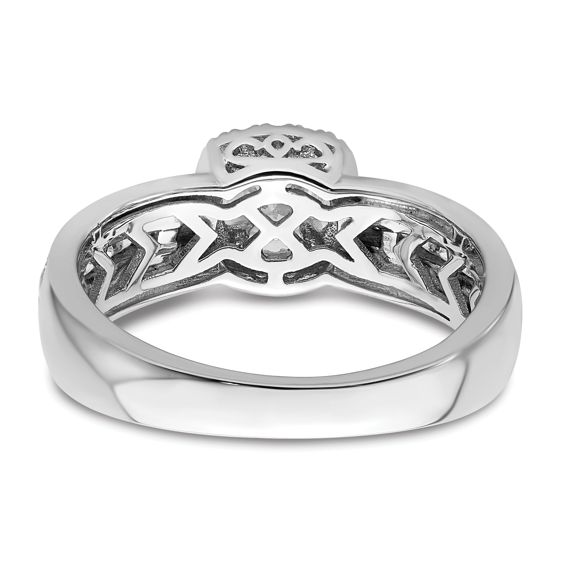 14k White Gold 5/8 carat Lab Grown Diamond VS/SI+ G+ 1/2 carat Center Round Semi Mount Halo Engagement Ring