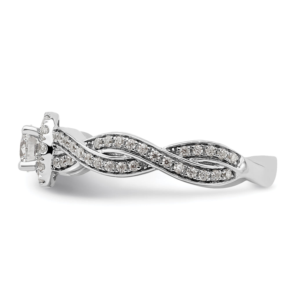 10k White Gold 3/4 carat Lab Grown Diamond VS/SI+ G+ Round Complete Fancy Halo Engagement Ring