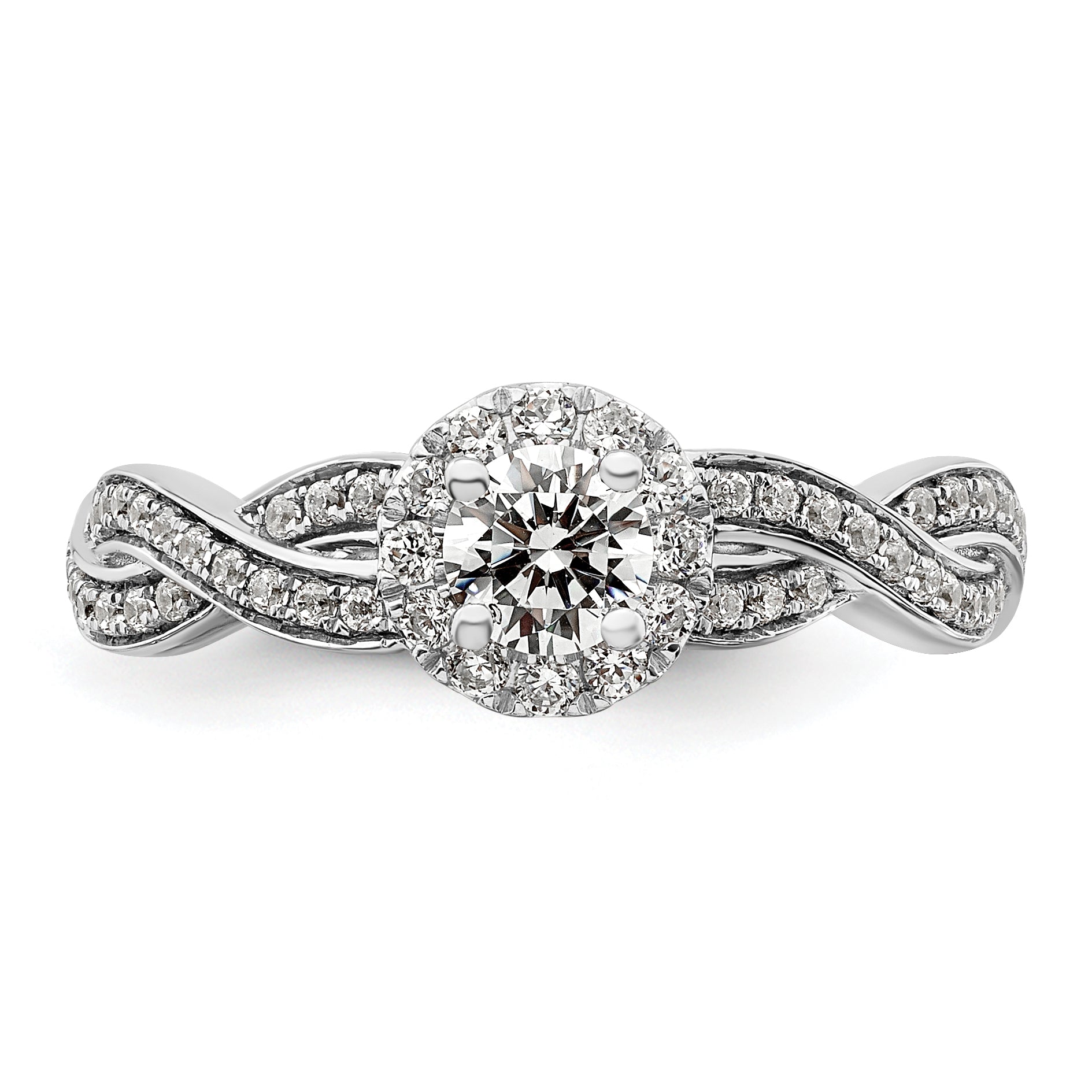 10k White Gold 3/4 carat Lab Grown Diamond VS/SI+ G+ Round Complete Fancy Halo Engagement Ring