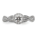 10k White Gold 3/4 carat Lab Grown Diamond VS/SI+ G+ Round Complete Fancy Halo Engagement Ring