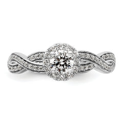 10k White Gold 3/4 carat Lab Grown Diamond VS/SI+ G+ Round Complete Fancy Halo Engagement Ring