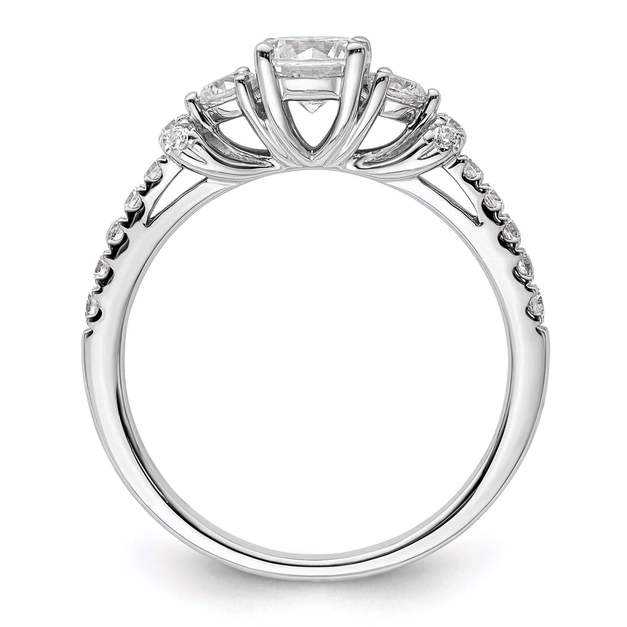 14k White Gold 3/8 carat Lab Grown Diamond VS/SI+ G+ 1/2 carat Center Semi Mount Engagement Ring Secondary image