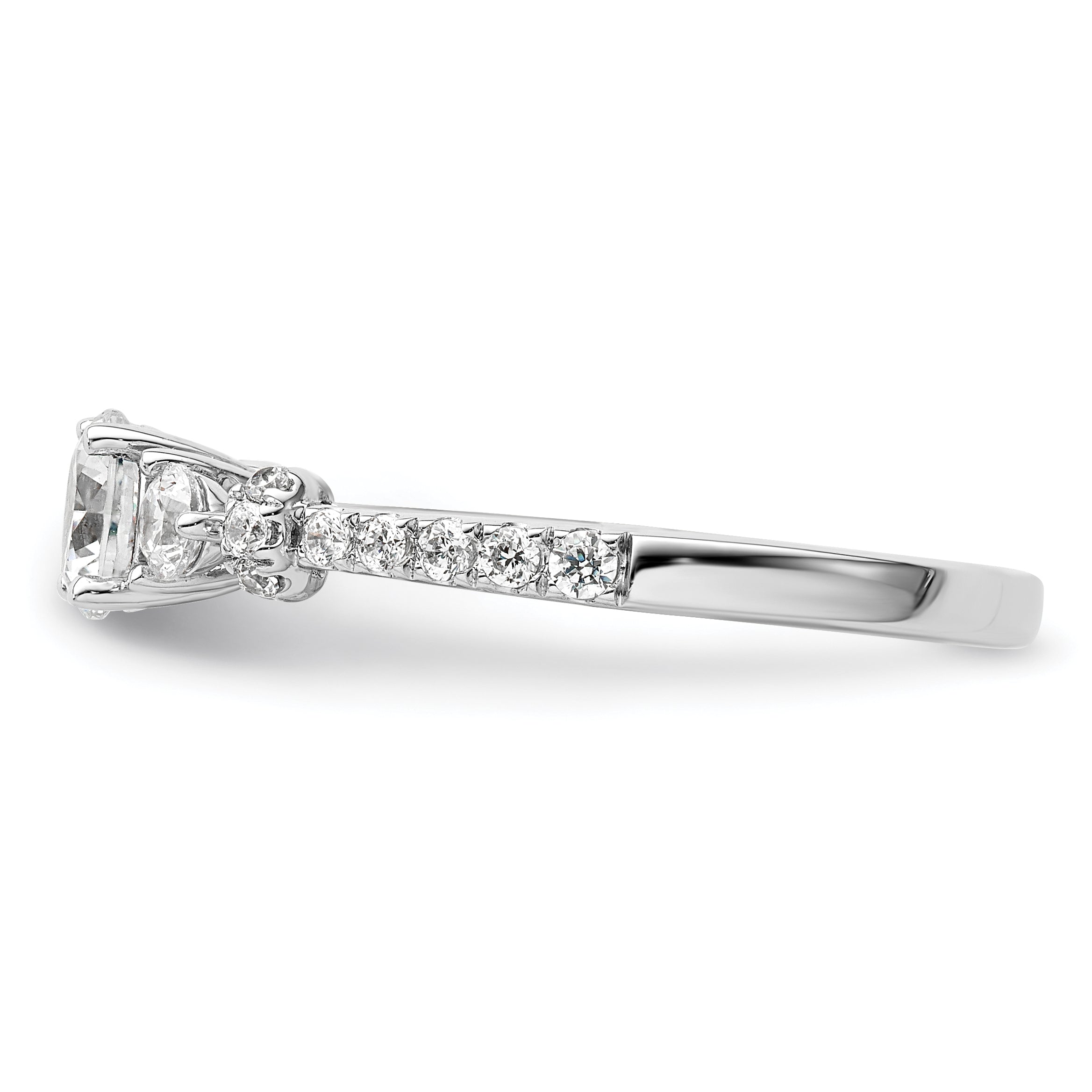 14k White Gold 3/8 carat Lab Grown Diamond VS/SI+ G+ 1/2 carat Center Semi Mount Engagement Ring