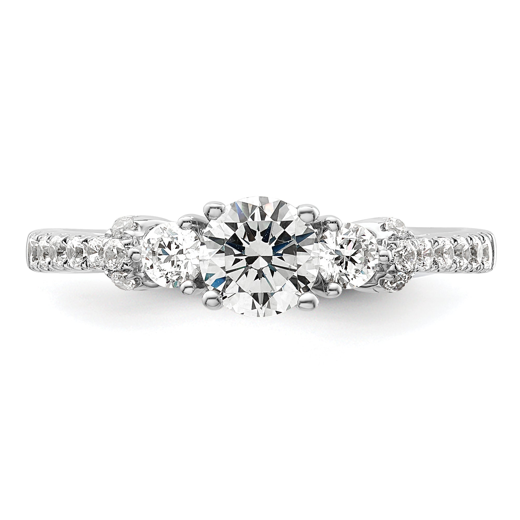 14k White Gold 3/8 carat Lab Grown Diamond VS/SI+ G+ 1/2 carat Center Semi Mount Engagement Ring
