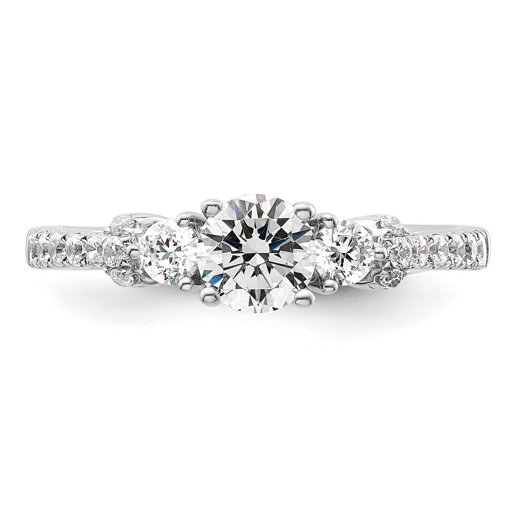 14k White Gold 3/8 carat Lab Grown Diamond VS/SI+ G+ 1/2 carat Center Semi Mount Engagement Ring