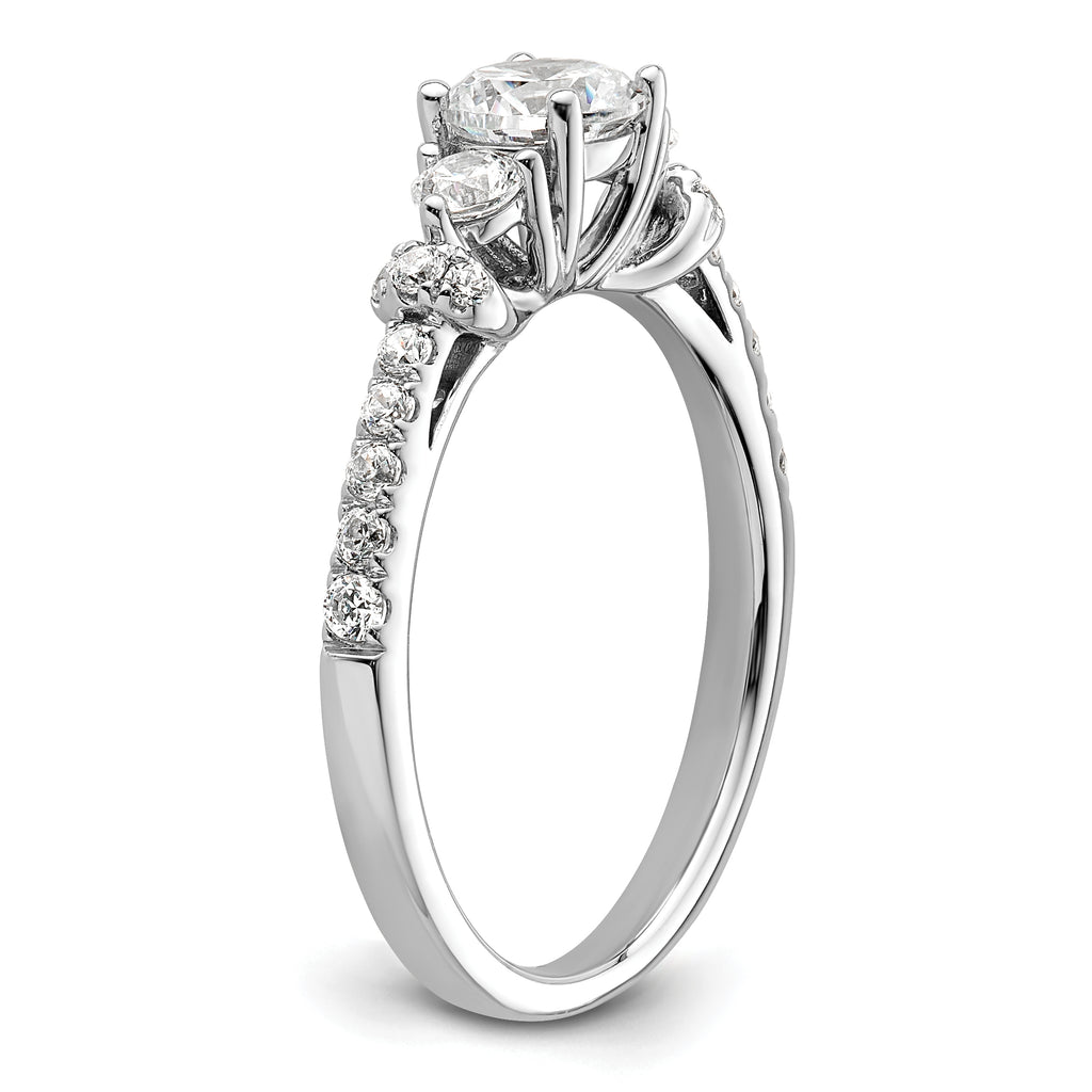 14k White Gold 3/8 carat Lab Grown Diamond VS/SI+ G+ 1/2 carat Center Semi Mount Engagement Ring