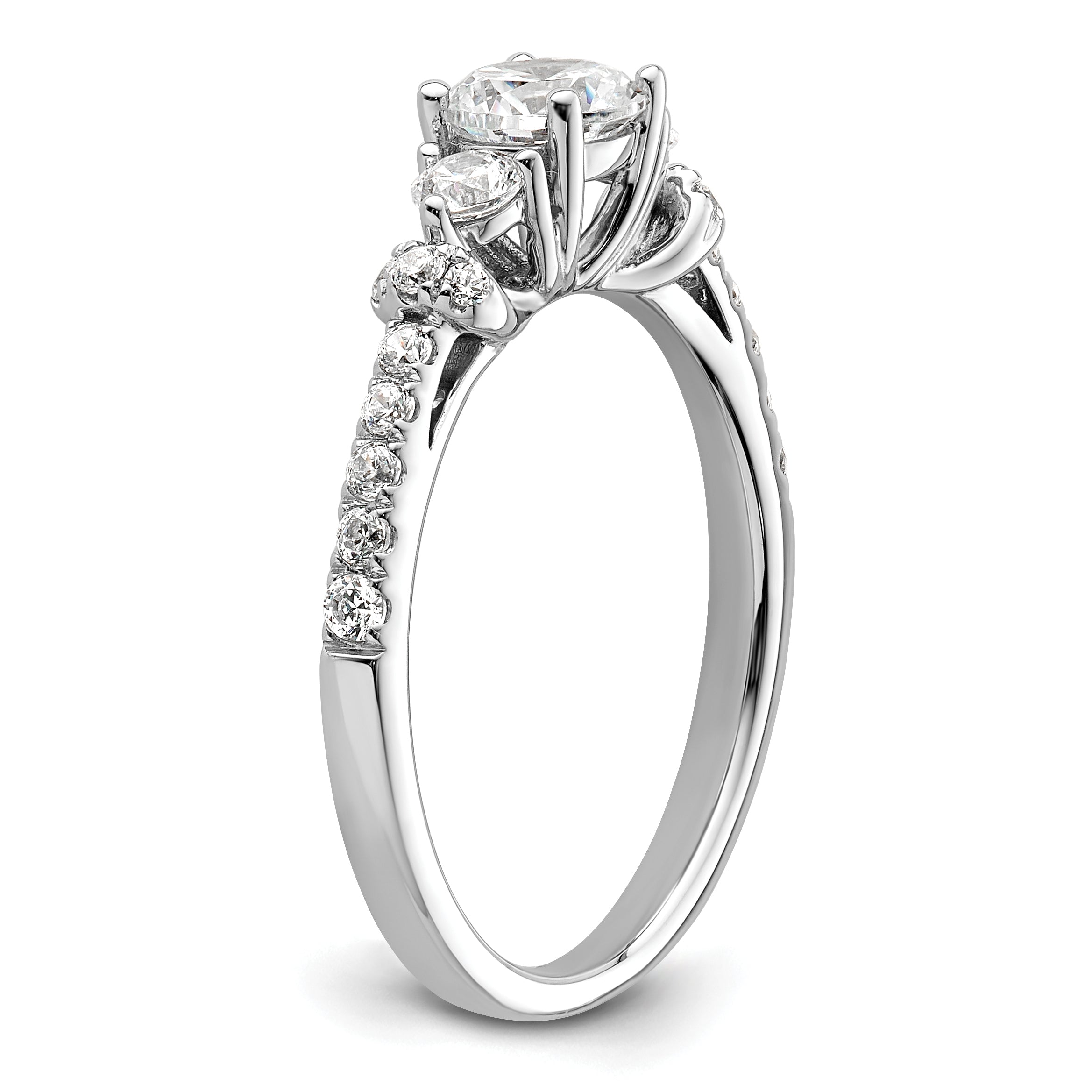 14k White Gold 3/8 carat Lab Grown Diamond VS/SI+ G+ 1/2 carat Center Semi Mount Engagement Ring