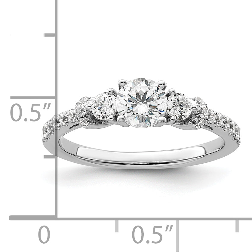 14k White Gold 3/8 carat Lab Grown Diamond VS/SI+ G+ 1/2 carat Center Semi Mount Engagement Ring