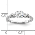 14k White Gold 3/8 carat Lab Grown Diamond VS/SI+ G+ 1/2 carat Center Semi Mount Engagement Ring
