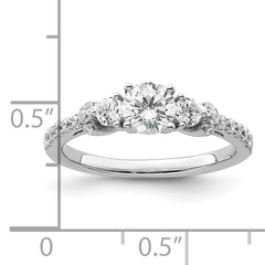 14k White Gold 3/8 carat Lab Grown Diamond VS/SI+ G+ 1/2 carat Center Semi Mount Engagement Ring
