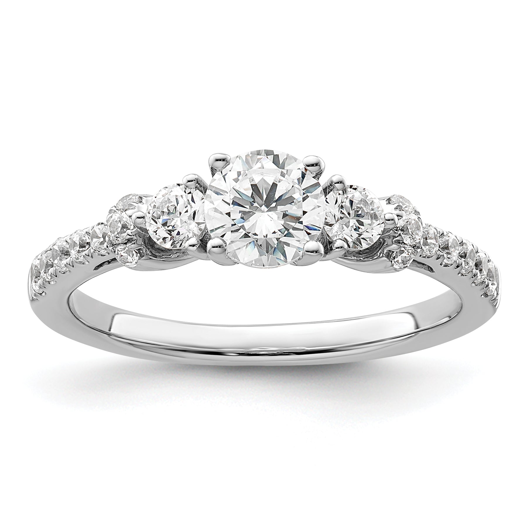 14k White Gold 3/8 carat Lab Grown Diamond VS/SI+ G+ 1/2 carat Center Semi Mount Engagement Ring Main image