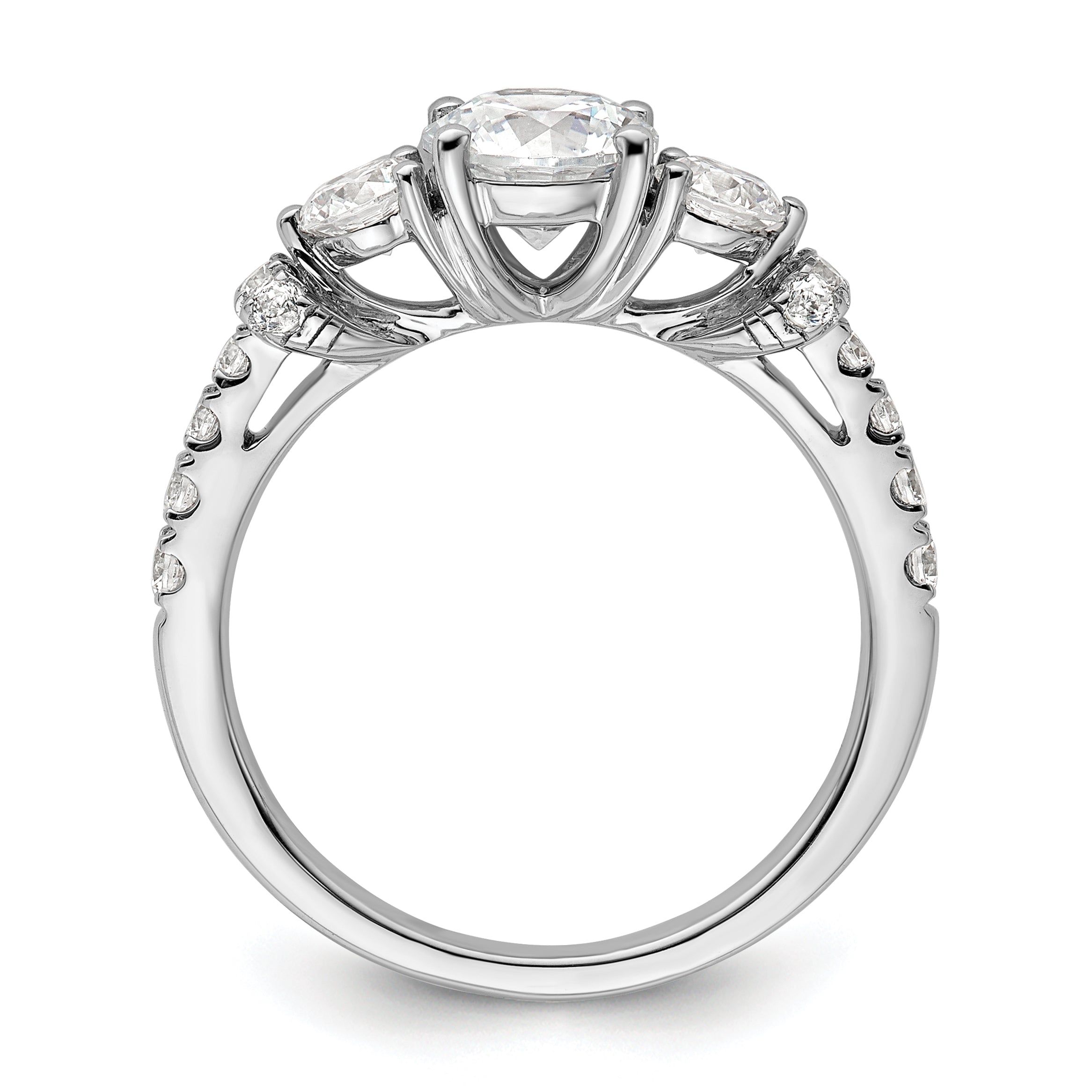 14k White Gold 3/4 carat Lab Grown Diamond VS/SI+ G+ 1 carat Center Semi Mount Engagement Ring