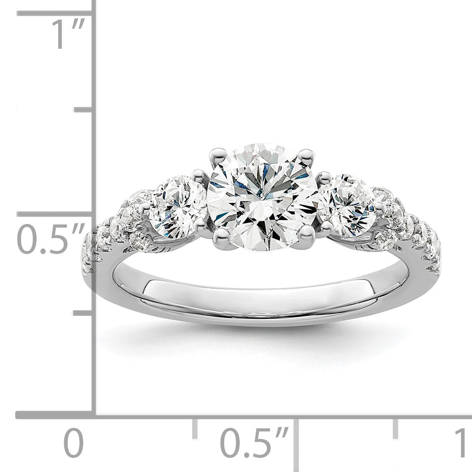 14k White Gold 3/4 carat Lab Grown Diamond VS/SI+ G+ 1 carat Center Semi Mount Engagement Ring