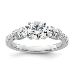 14k White Gold 3/4 carat Lab Grown Diamond VS/SI+ G+ 1 carat Center Semi Mount Engagement Ring