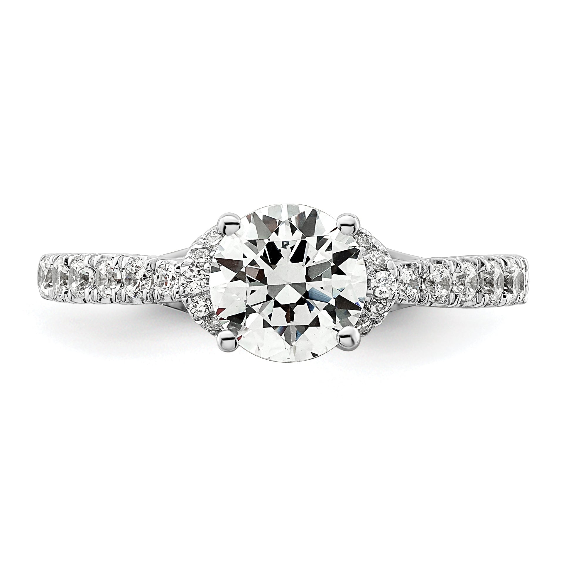 14k White Gold 1/3 carat Lab Grown Diamond VS/SI+ G+ 1 carat center Round Semi Mount Engagement Ring