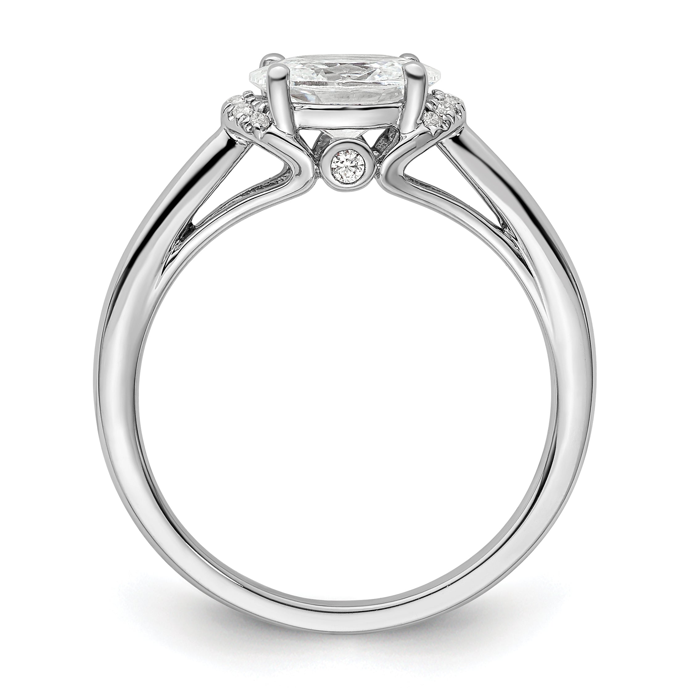 14k White Gold 1/20 carat Lab Grown Diamond VS/SI+ G+ 1 carat Center East-West Oval Semi Mount Engagement Ring Secondary image
