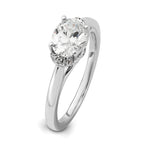 14k White Gold 1/20 carat Lab Grown Diamond VS/SI+ G+ 1 carat Center East-West Oval Semi Mount Engagement Ring
