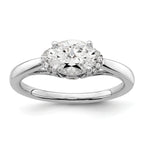 14k White Gold 1/20 carat Lab Grown Diamond VS/SI+ G+ 1 carat Center East-West Oval Semi Mount Engagement Ring