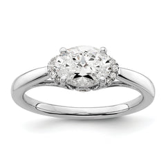 14k White Gold 1/20 carat Lab Grown Diamond VS/SI+ G+ 1 carat Center East-West Oval Semi Mount Engagement Ring