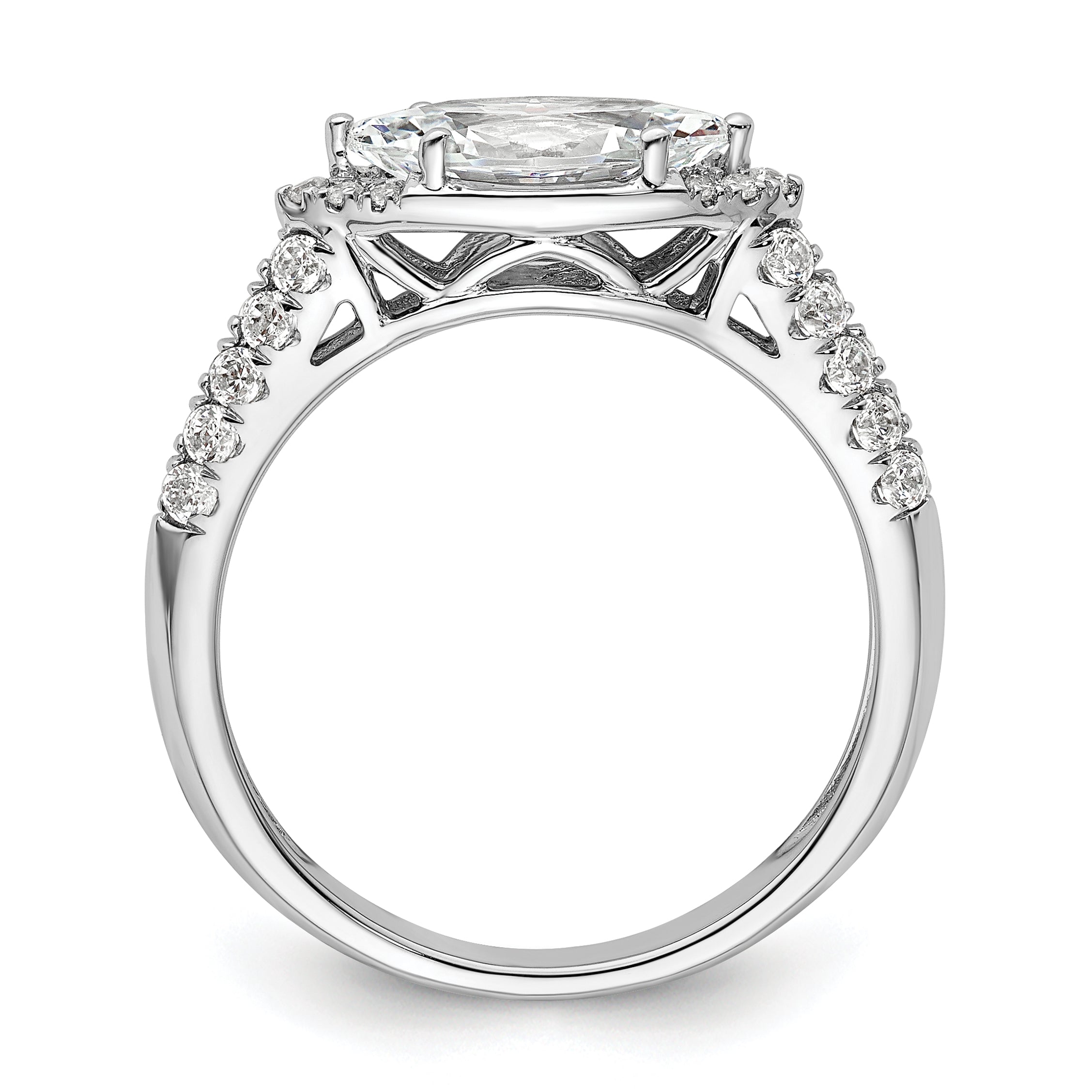 14k White Gold 1/3 carat Lab Grown Diamond VS/SI+ G+ 1 carat Center East-West Marquise Semi Mount Engagement Ring Secondary image