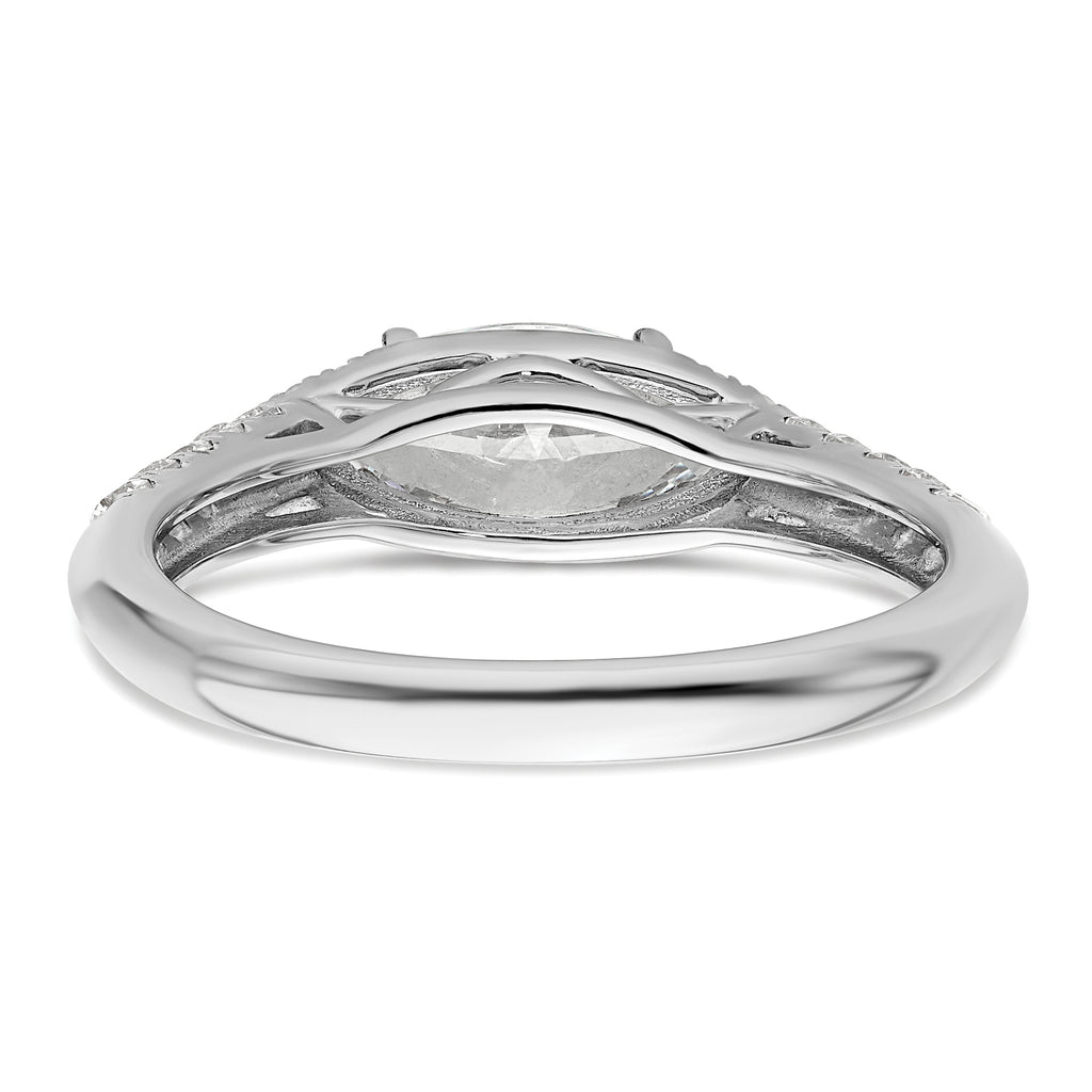 14k White Gold 1/3 carat Lab Grown Diamond VS/SI+ G+ 1 carat Center East-West Marquise Semi Mount Engagement Ring