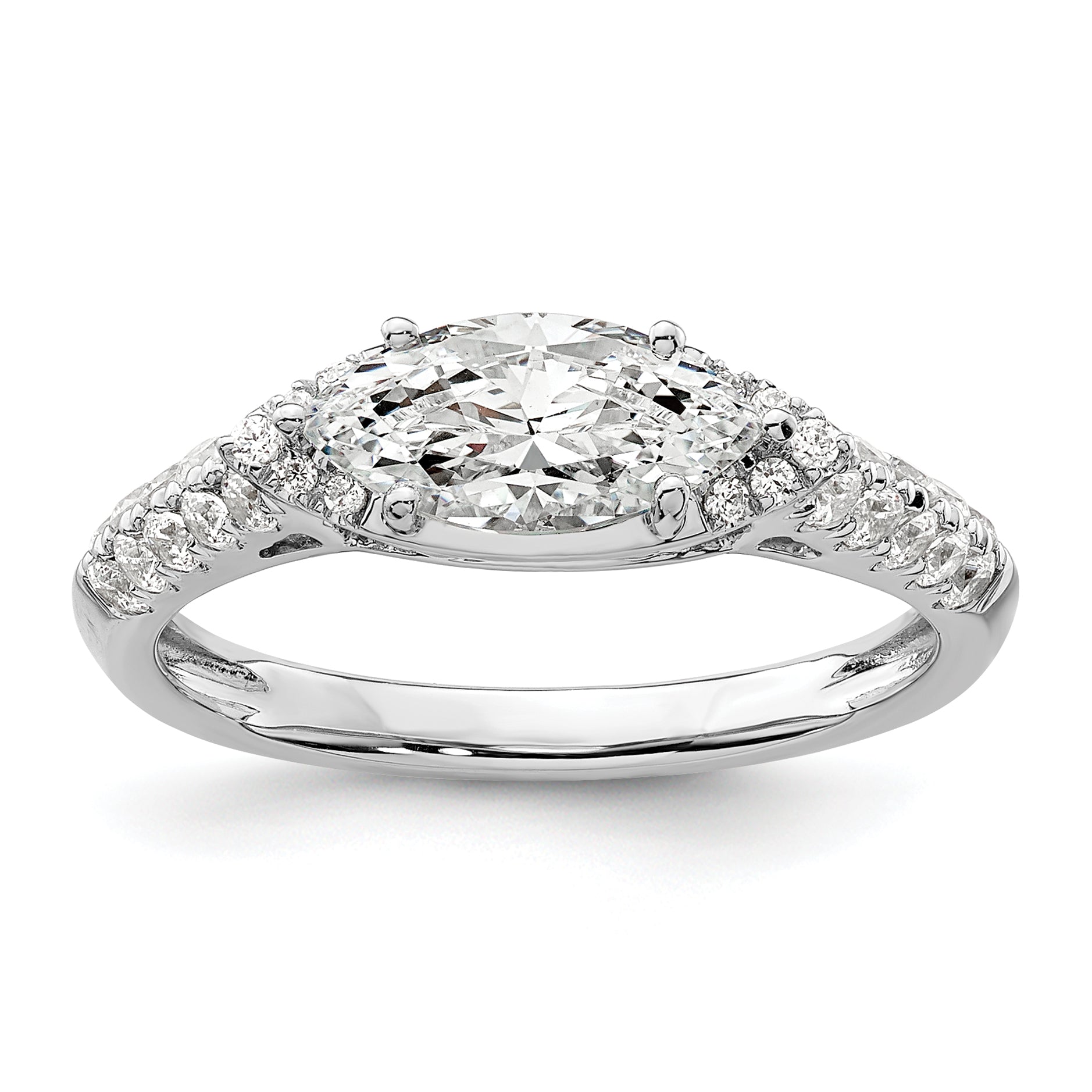 14k White Gold 1/3 carat Lab Grown Diamond VS/SI+ G+ 1 carat Center East-West Marquise Semi Mount Engagement Ring Main image
