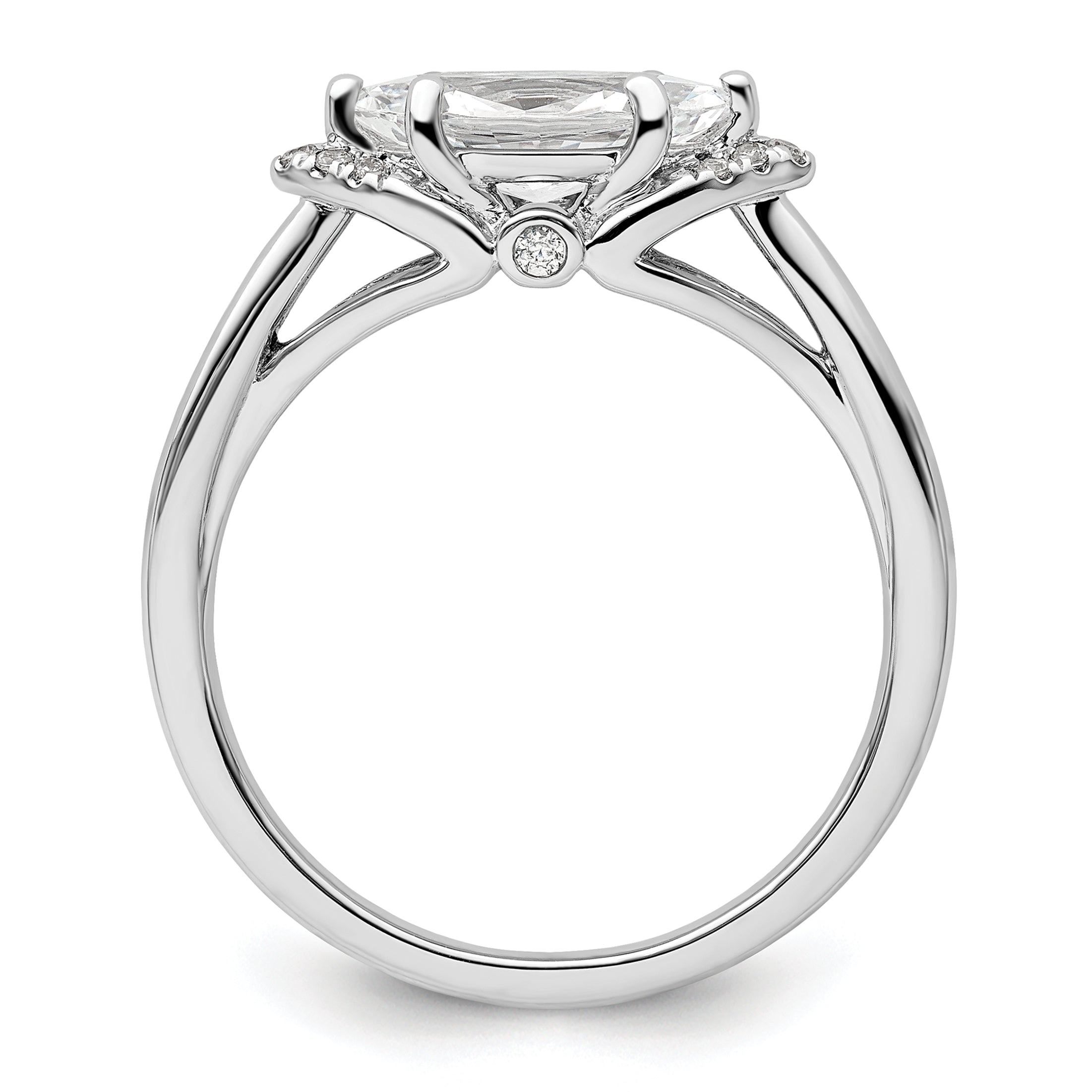 14k White Gold 1/20 carat Lab Grown Diamond VS/SI+ G+ 1 carat Center East-West Marquise Semi Mount Engagement Ring Secondary image