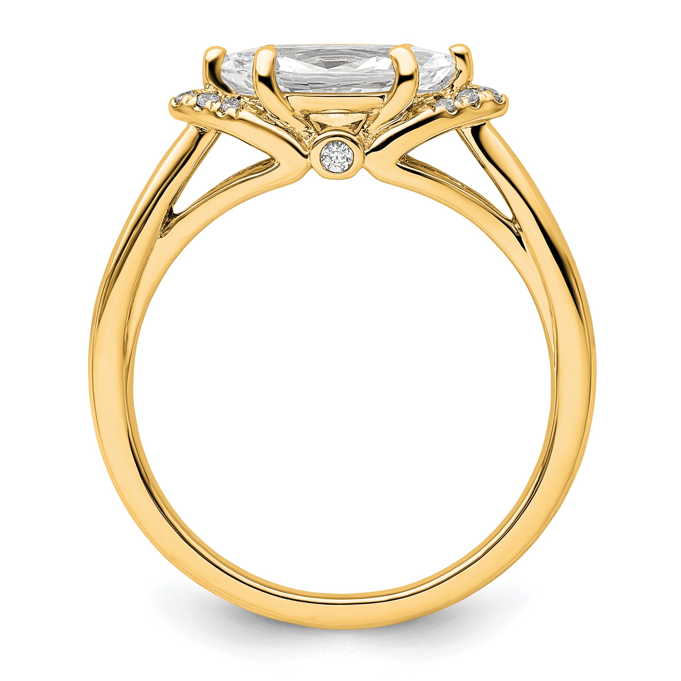 14k 1/20 carat Lab Grown Diamond VS/SI+ G+ 1 carat Center East-West Marquise Semi Mount Engagement Ring