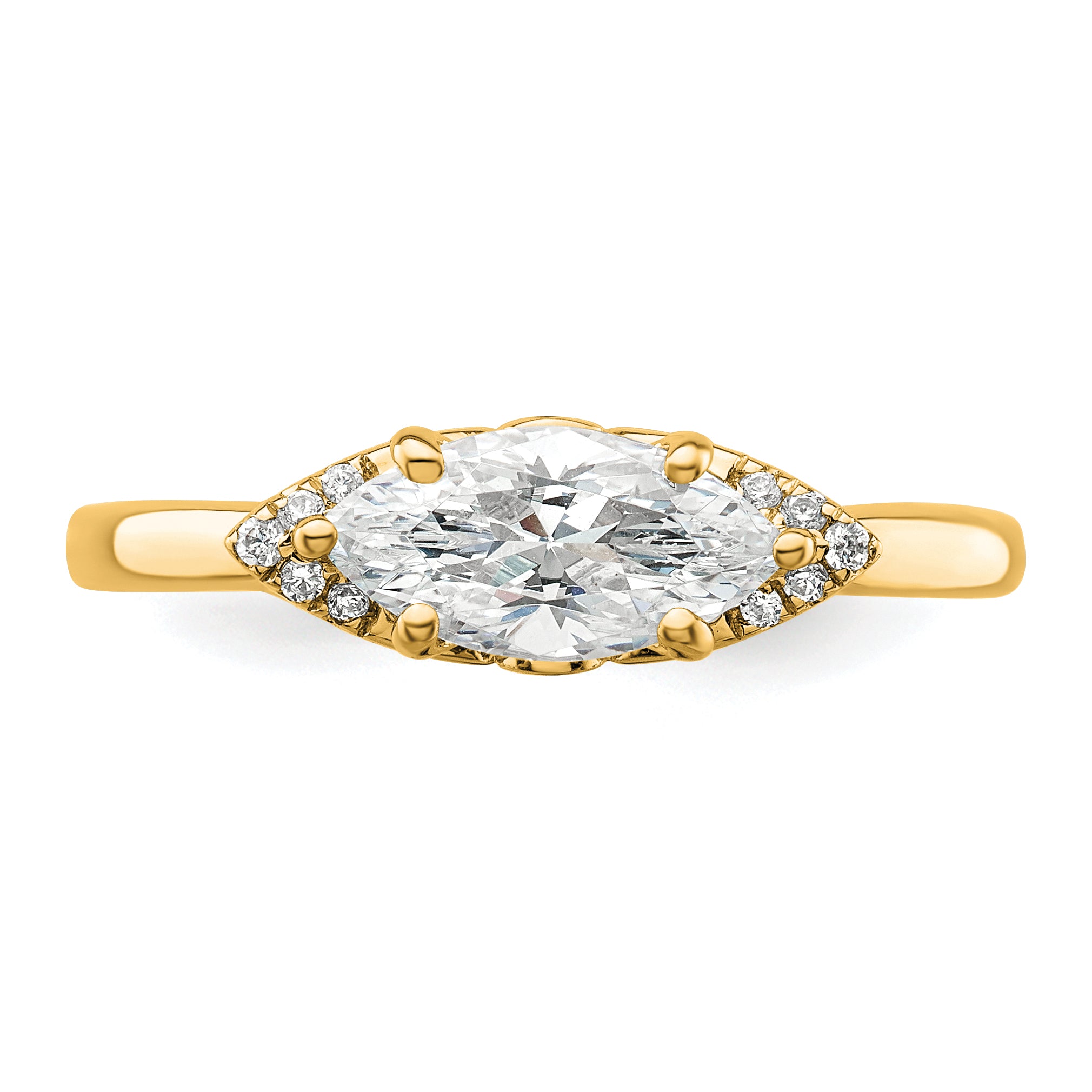 14k 1/20 carat Lab Grown Diamond VS/SI+ G+ 1 carat Center East-West Marquise Semi Mount Engagement Ring