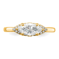 14k 1/20 carat Lab Grown Diamond VS/SI+ G+ 1 carat Center East-West Marquise Semi Mount Engagement Ring