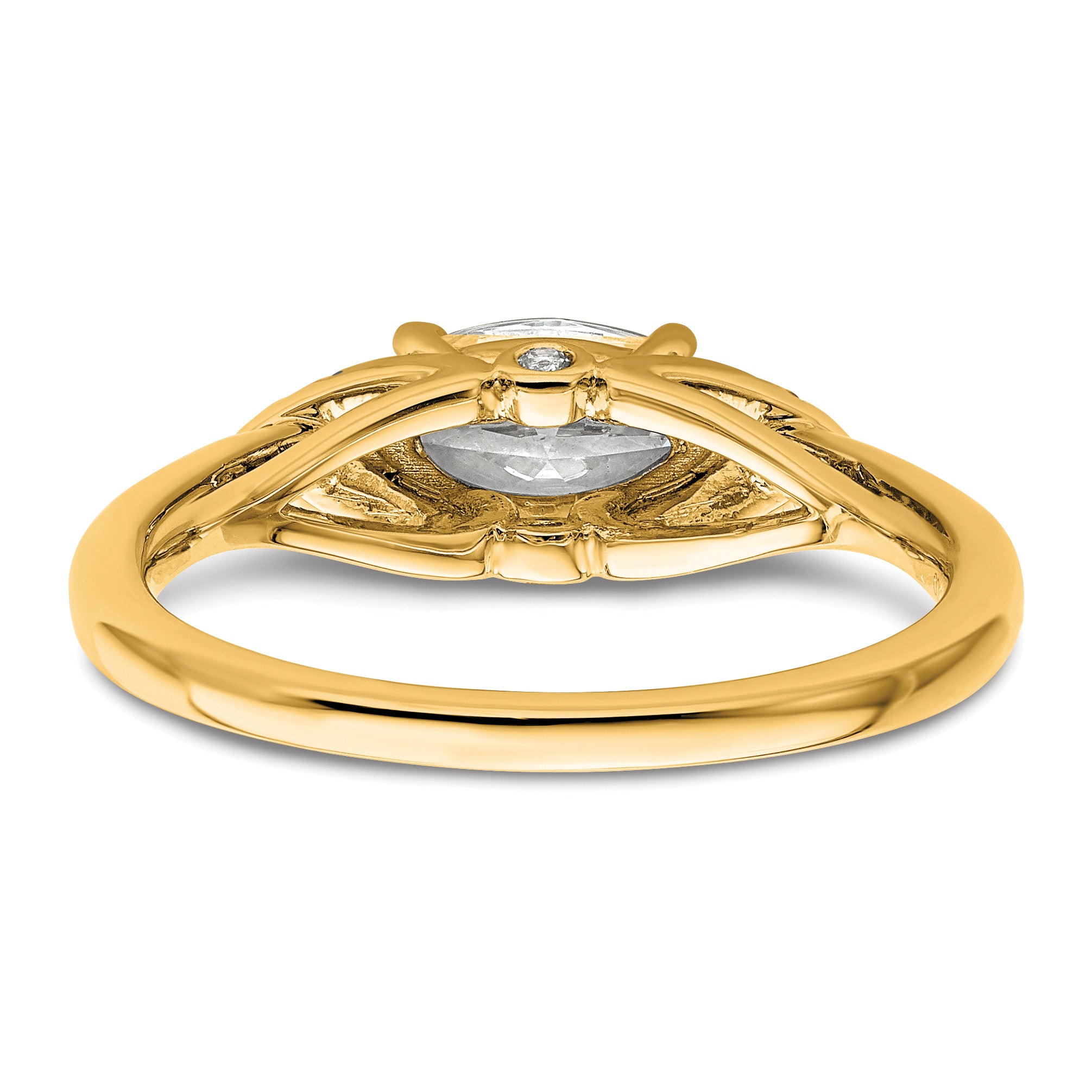 14k 1/20 carat Lab Grown Diamond VS/SI+ G+ 1 carat Center East-West Marquise Semi Mount Engagement Ring