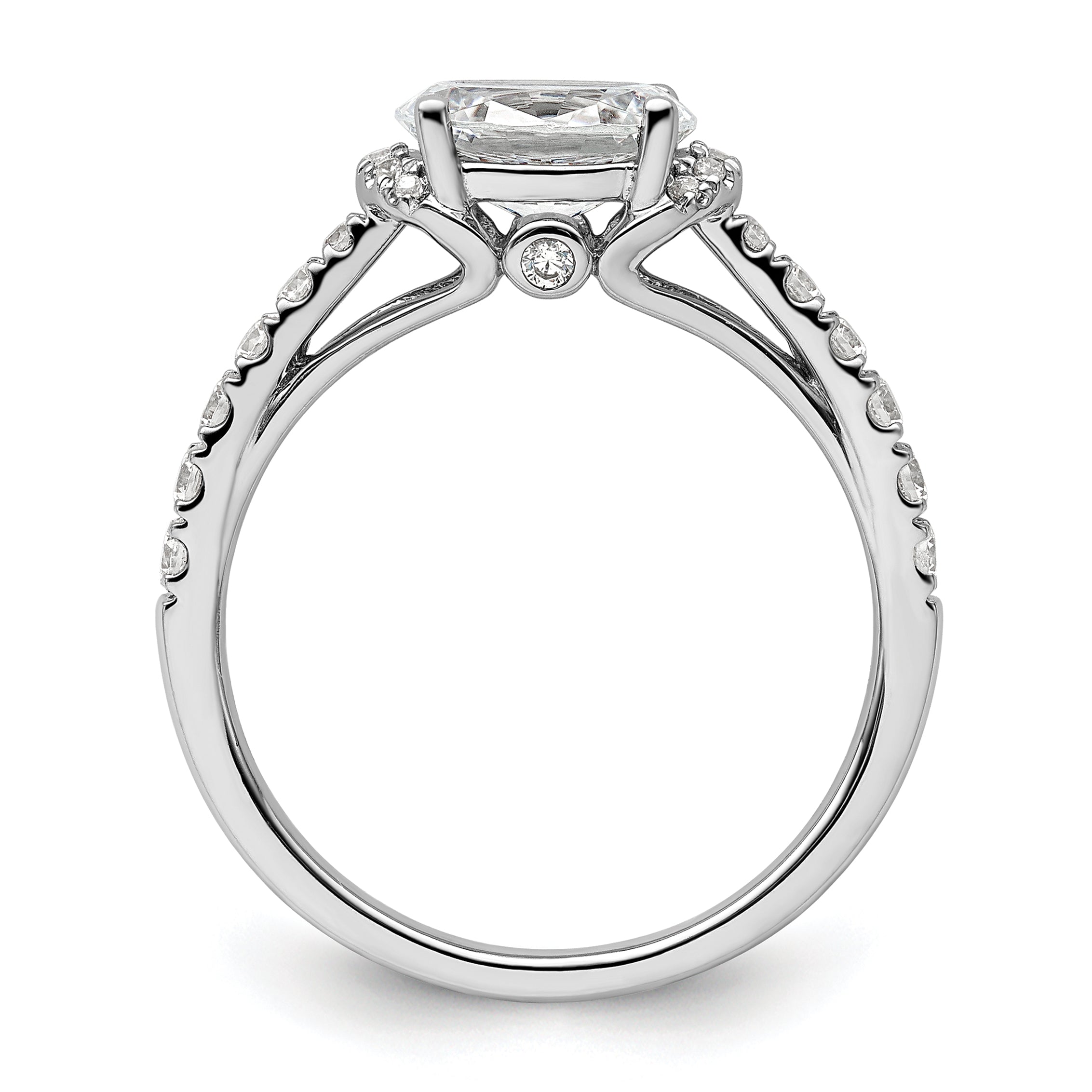 14k White Gold 1/3 carat Lab Grown Diamond VS/SI+ G+ 1 carat East-West Oval Center Semi Mount Engagement Ring