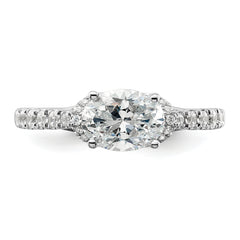 14k White Gold 1/3 carat Lab Grown Diamond VS/SI+ G+ 1 carat East-West Oval Center Semi Mount Engagement Ring