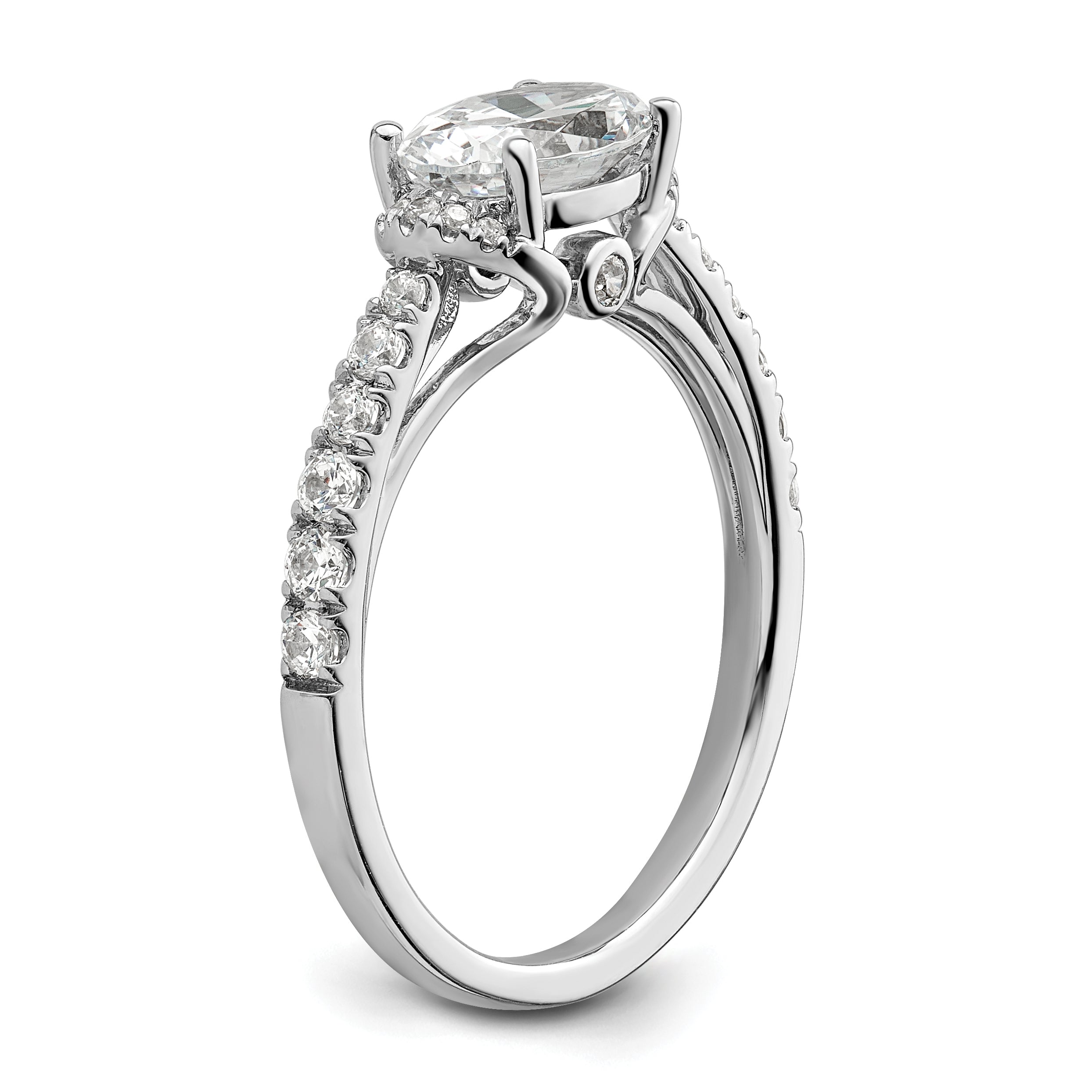 14k White Gold 1/3 carat Lab Grown Diamond VS/SI+ G+ 1 carat East-West Oval Center Semi Mount Engagement Ring