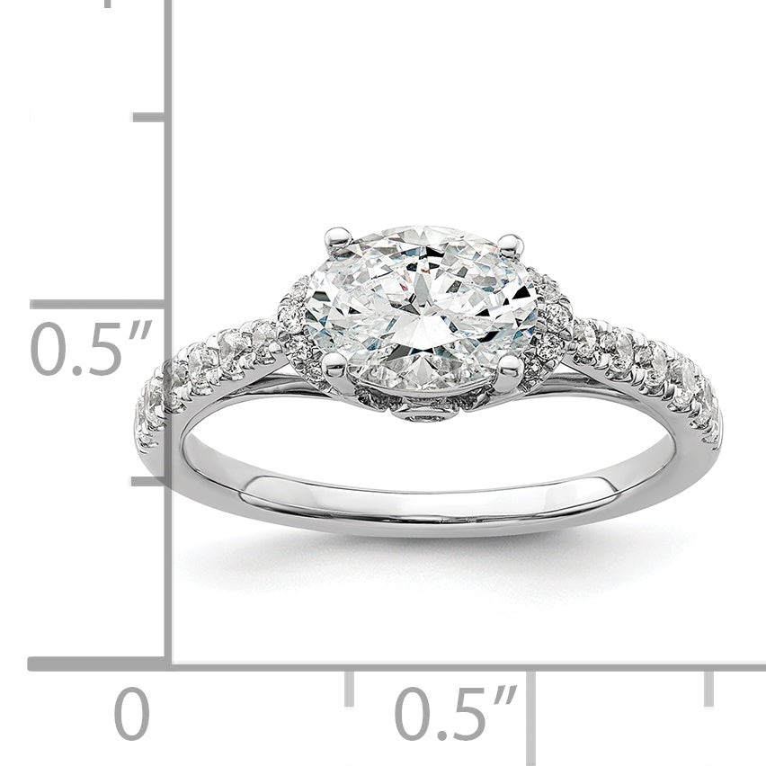 14k White Gold 1/3 carat Lab Grown Diamond VS/SI+ G+ 1 carat East-West Oval Center Semi Mount Engagement Ring