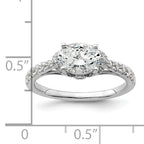 14k White Gold 1/3 carat Lab Grown Diamond VS/SI+ G+ 1 carat East-West Oval Center Semi Mount Engagement Ring