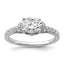 14k White Gold 1/3 carat Lab Grown Diamond VS/SI+ G+ 1 carat East-West Oval Center Semi Mount Engagement Ring