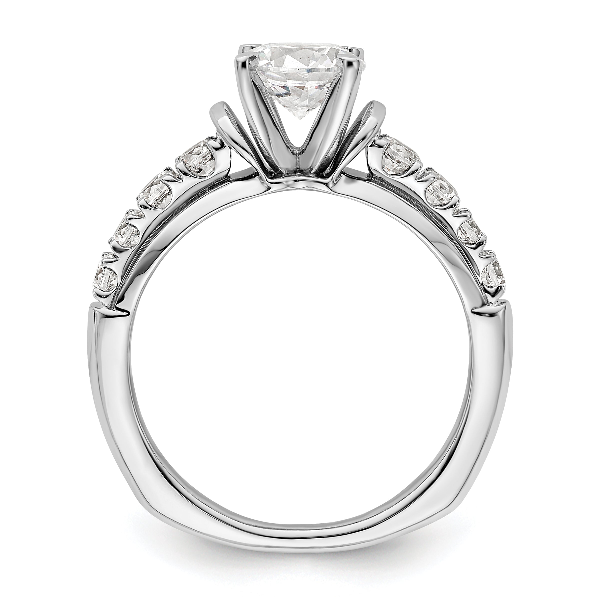 14k White Gold 1/2 carat Lab Grown Diamond VS/SI+ G+ 1 1/2 carat Center Round Semi Mount Shared Prong Engagement Ring