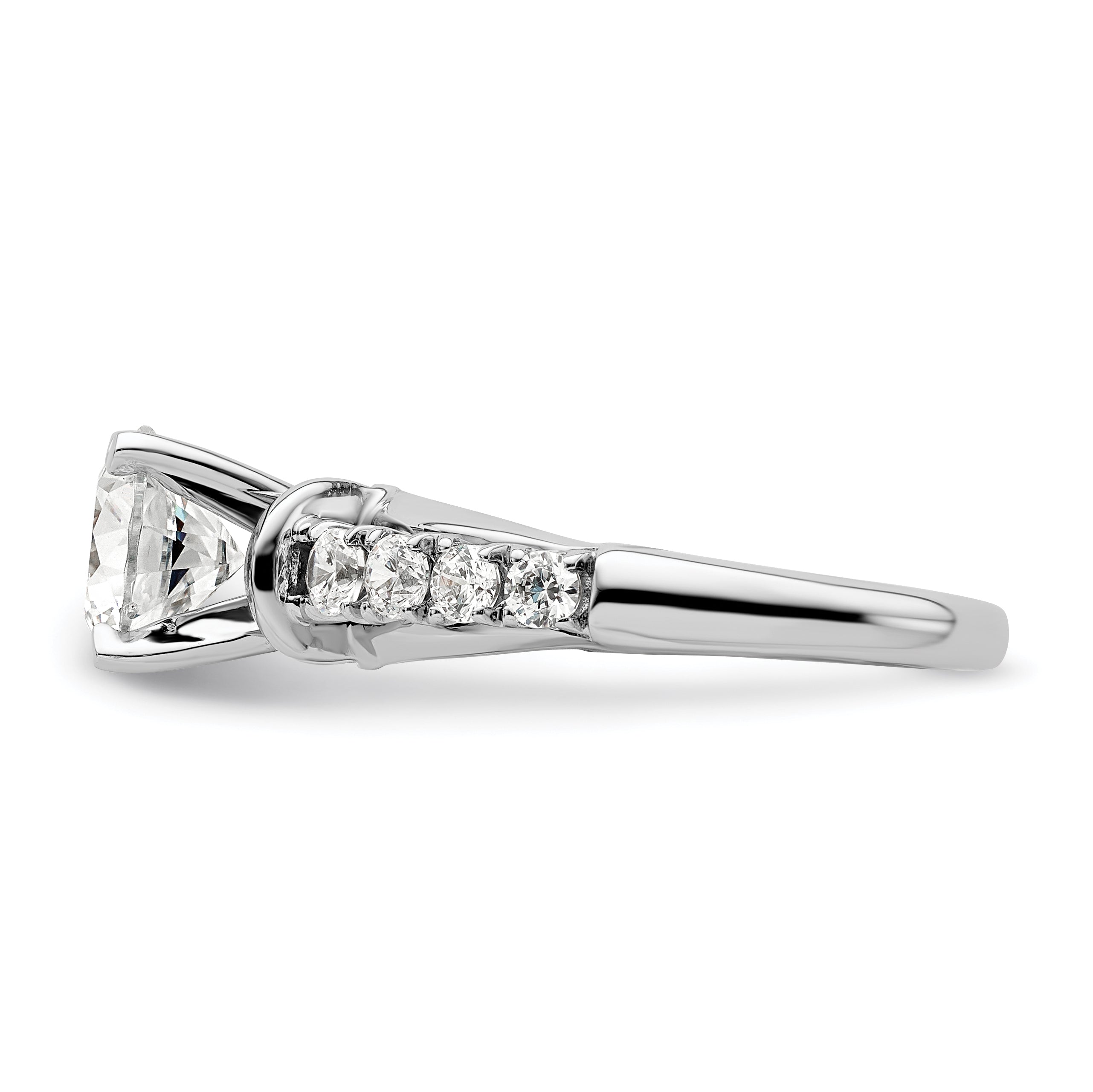 14k White Gold 1/2 carat Lab Grown Diamond VS/SI+ G+ 1 1/2 carat Center Round Semi Mount Shared Prong Engagement Ring