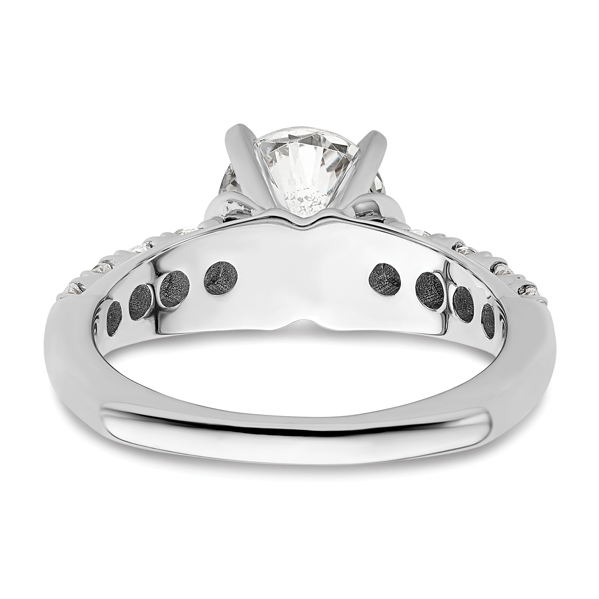 14k White Gold 1/2 carat Lab Grown Diamond VS/SI+ G+ 1 1/2 carat Center Round Semi Mount Shared Prong Engagement Ring
