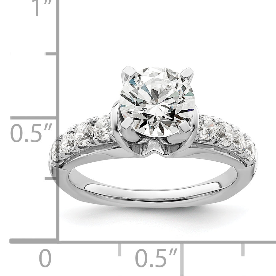 14k White Gold 1/2 carat Lab Grown Diamond VS/SI+ G+ 1 1/2 carat Center Round Semi Mount Shared Prong Engagement Ring